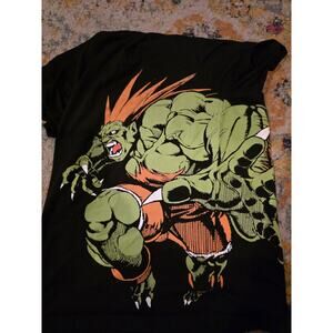 Street Fighter T-Shirt "Blanka" Graphic Tee Black Shirt Capcom Medium